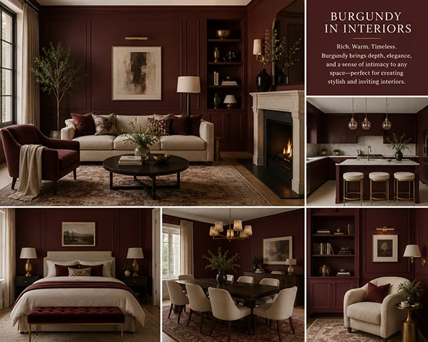 Burgundy fashion trend in home interiors