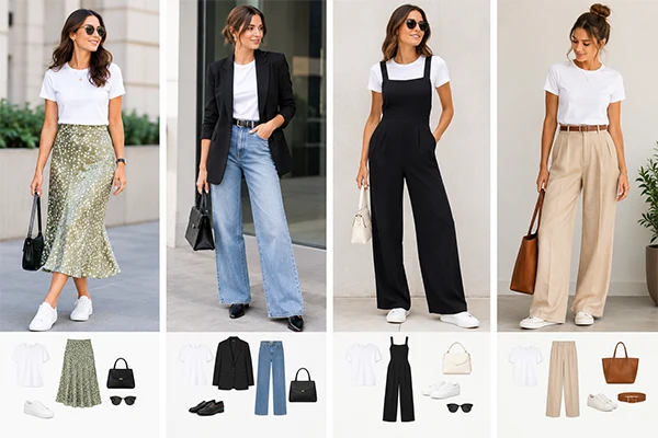 Styling a white T shirt for female
