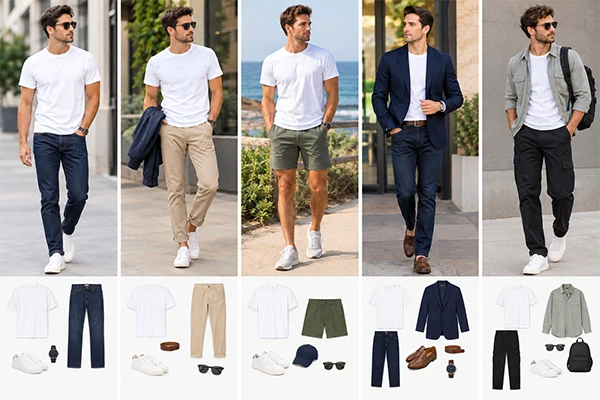 Styling a white T shirt for male