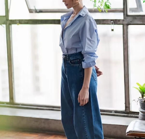 Wide-Leg Jeans with Oversized Shirts